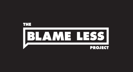 Blame Less Project White Logo