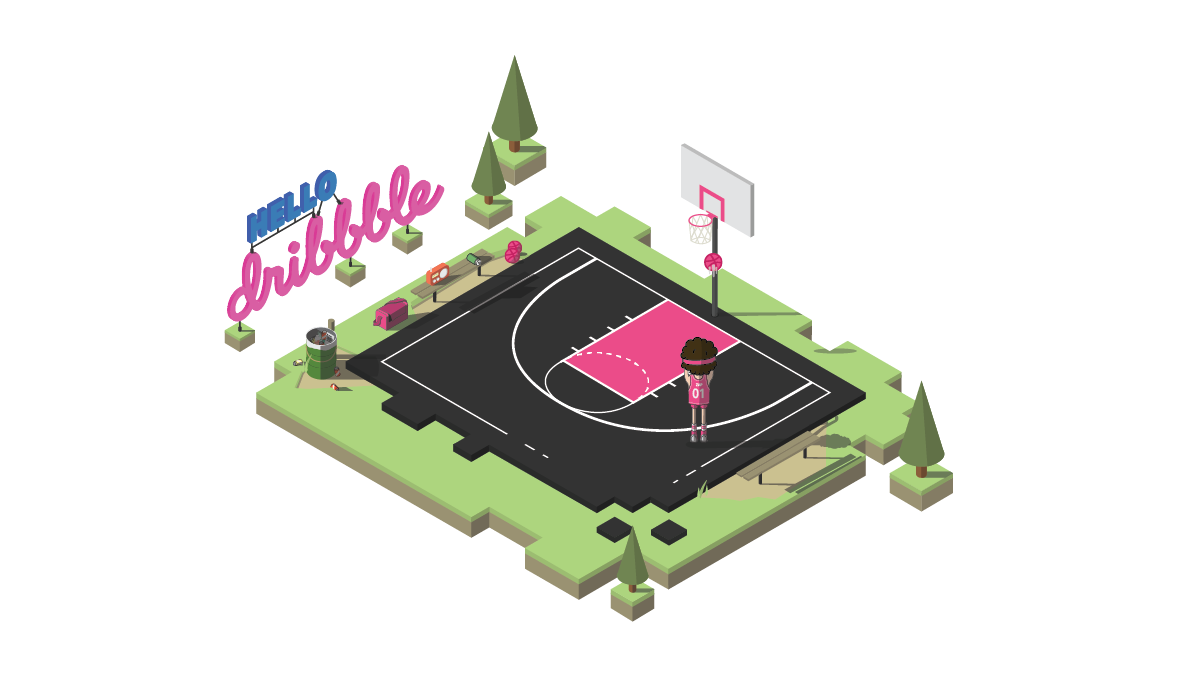 Isometric Hello Dribbble Illustration